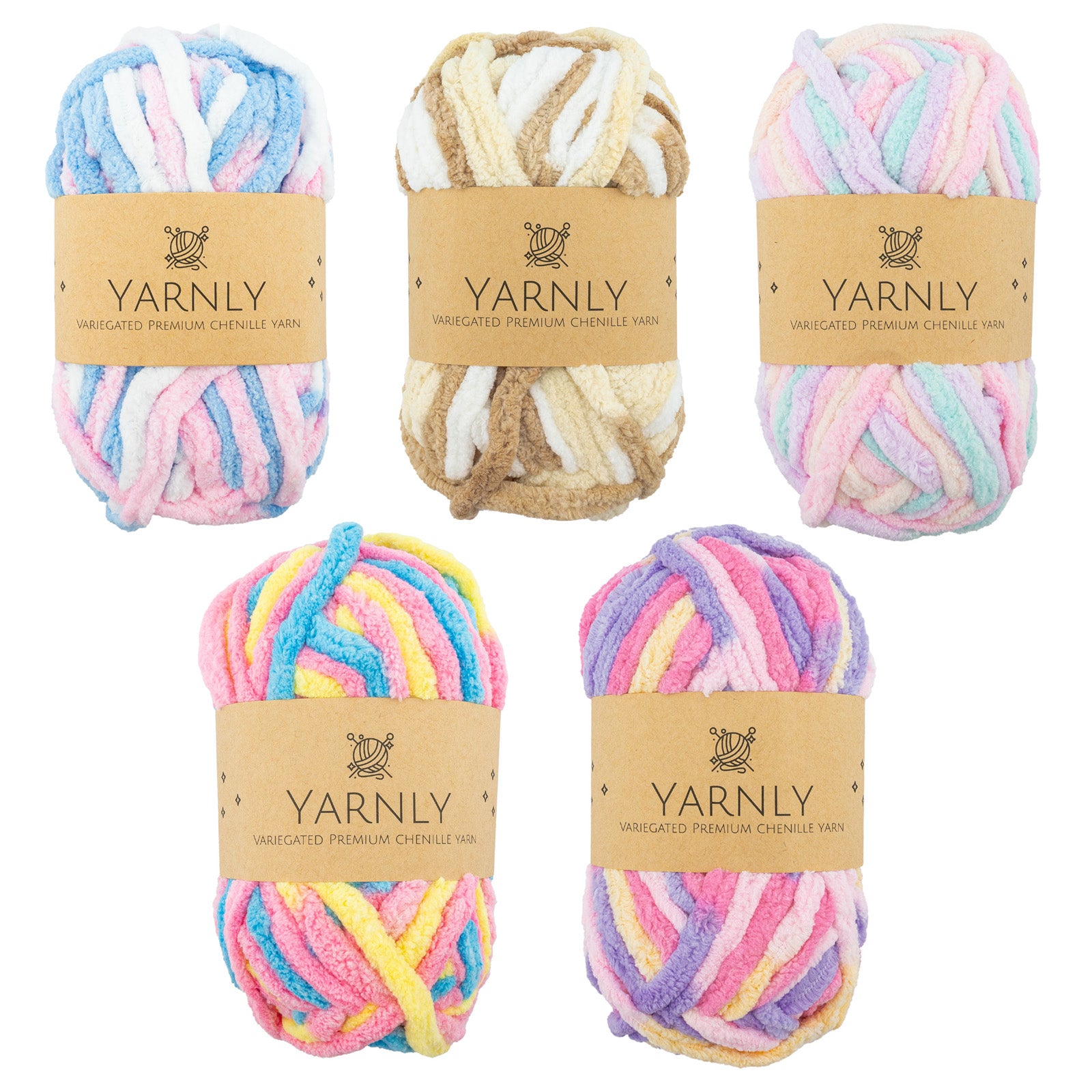 Yarnly Variegated Premium Chenille Yarn - 50g | Buy Online from The Home Crafters