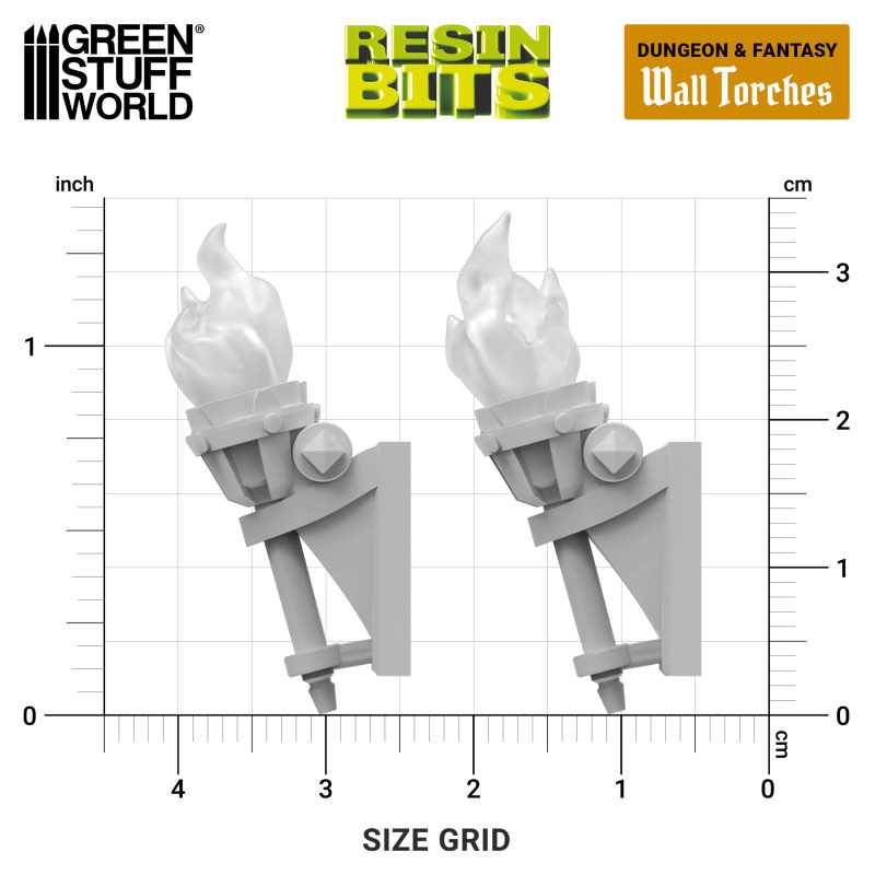 Green Stuff World: 3d Printed Resin Bits Scenery - 1:48 - 1:35 Dungeon Wall Torches For 3mm LEDs - 5pc | Buy Online from The Home Crafters