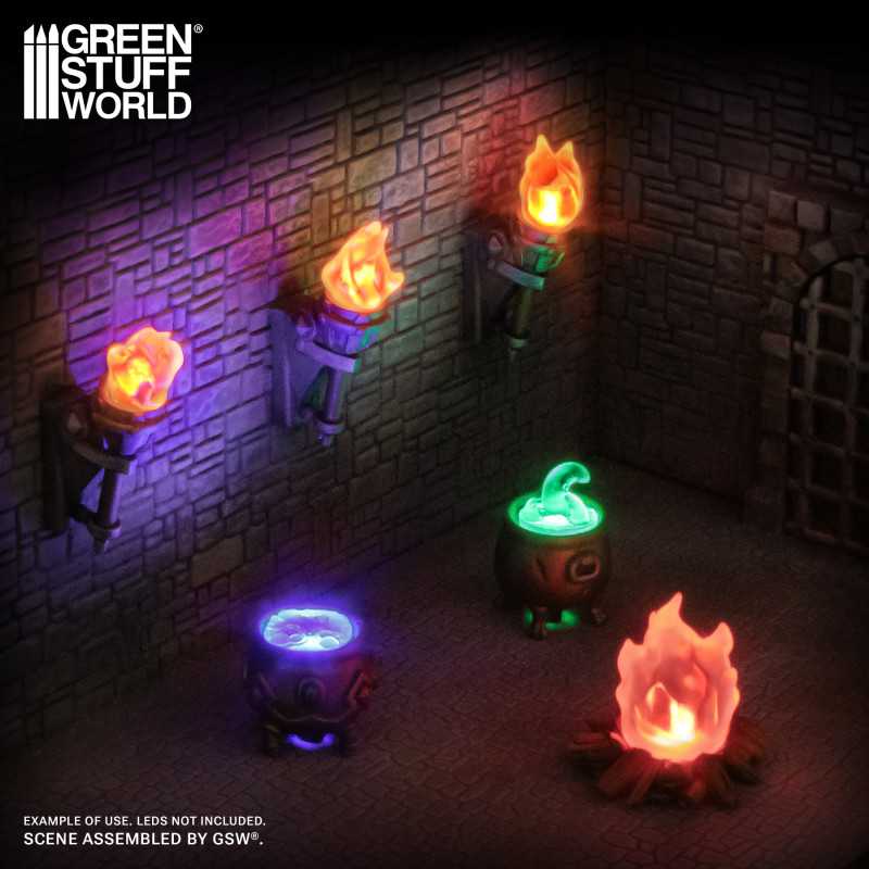 Green Stuff World: 3d Printed Resin Bits Scenery - 1:48 - 1:35 Dungeon Wall Torches For 3mm LEDs - 5pc | Buy Online from The Home Crafters