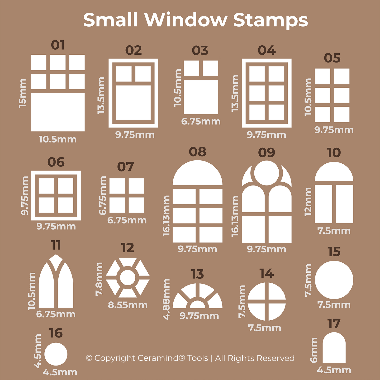 Window Stamp Set of 17 | Buy Online from The Home Crafters