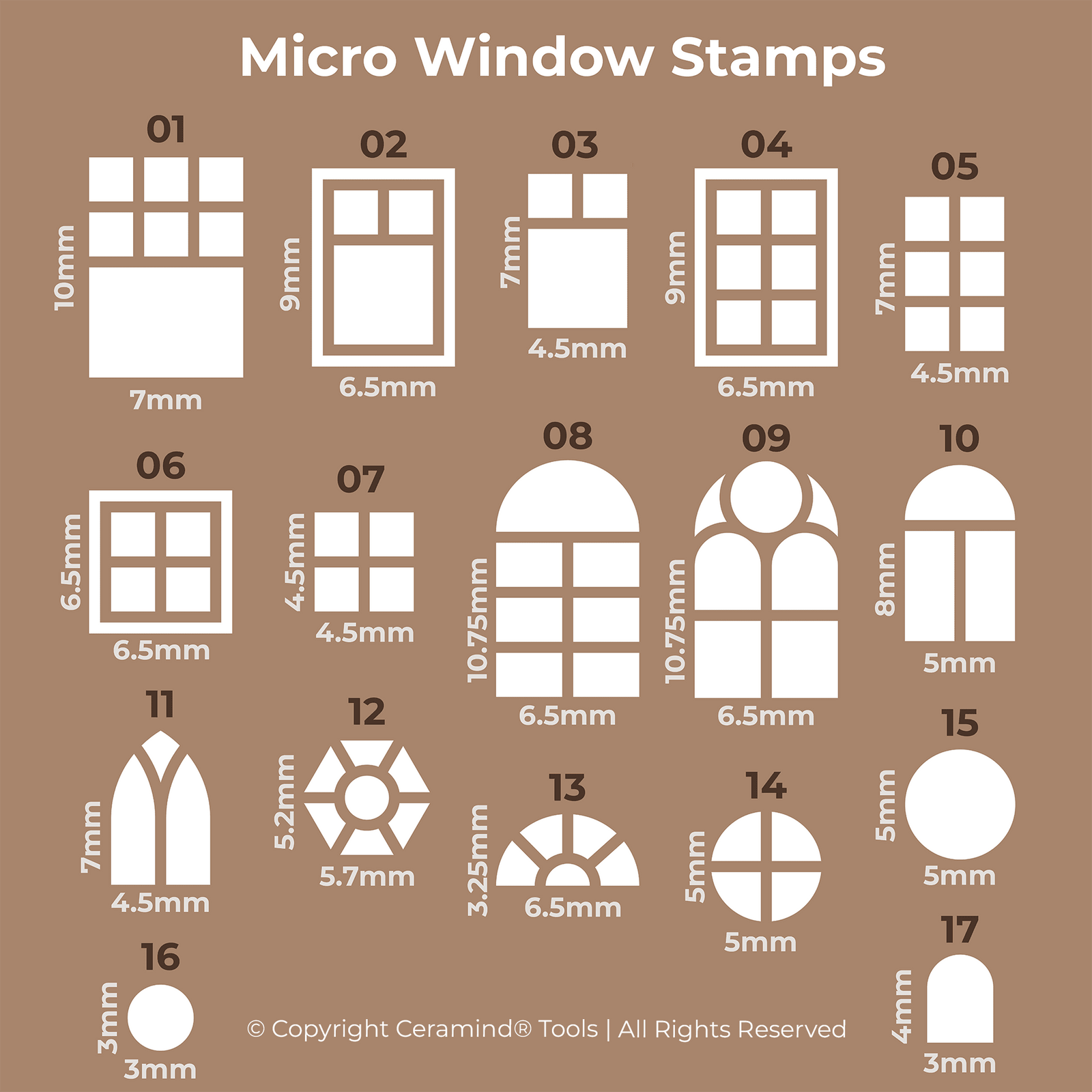 Window Stamp Set of 17 | Buy Online from The Home Crafters