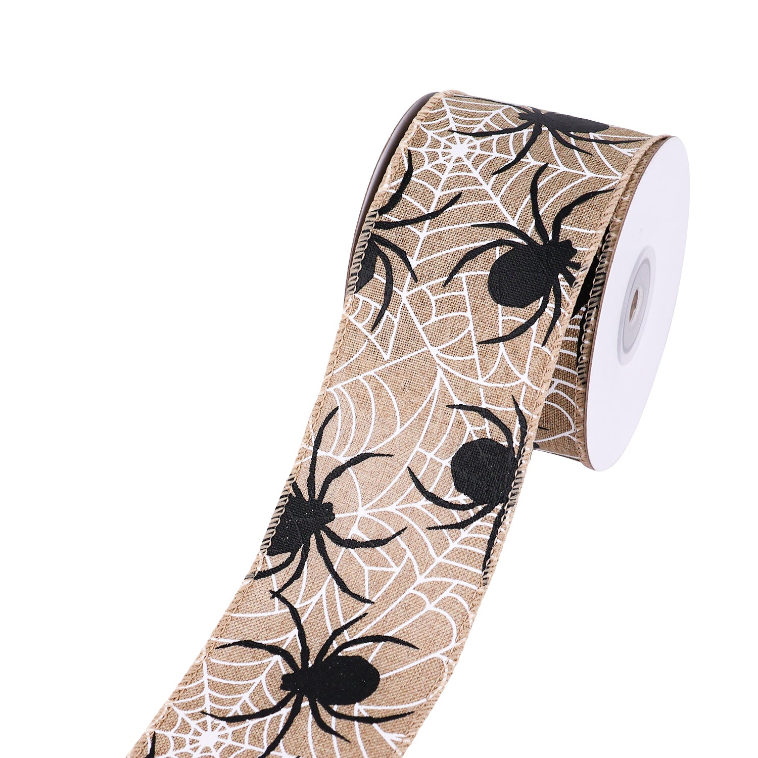 Wired Ribbon: Halloween Spider Web - 63mm per metre | Buy Online from The Home Crafters