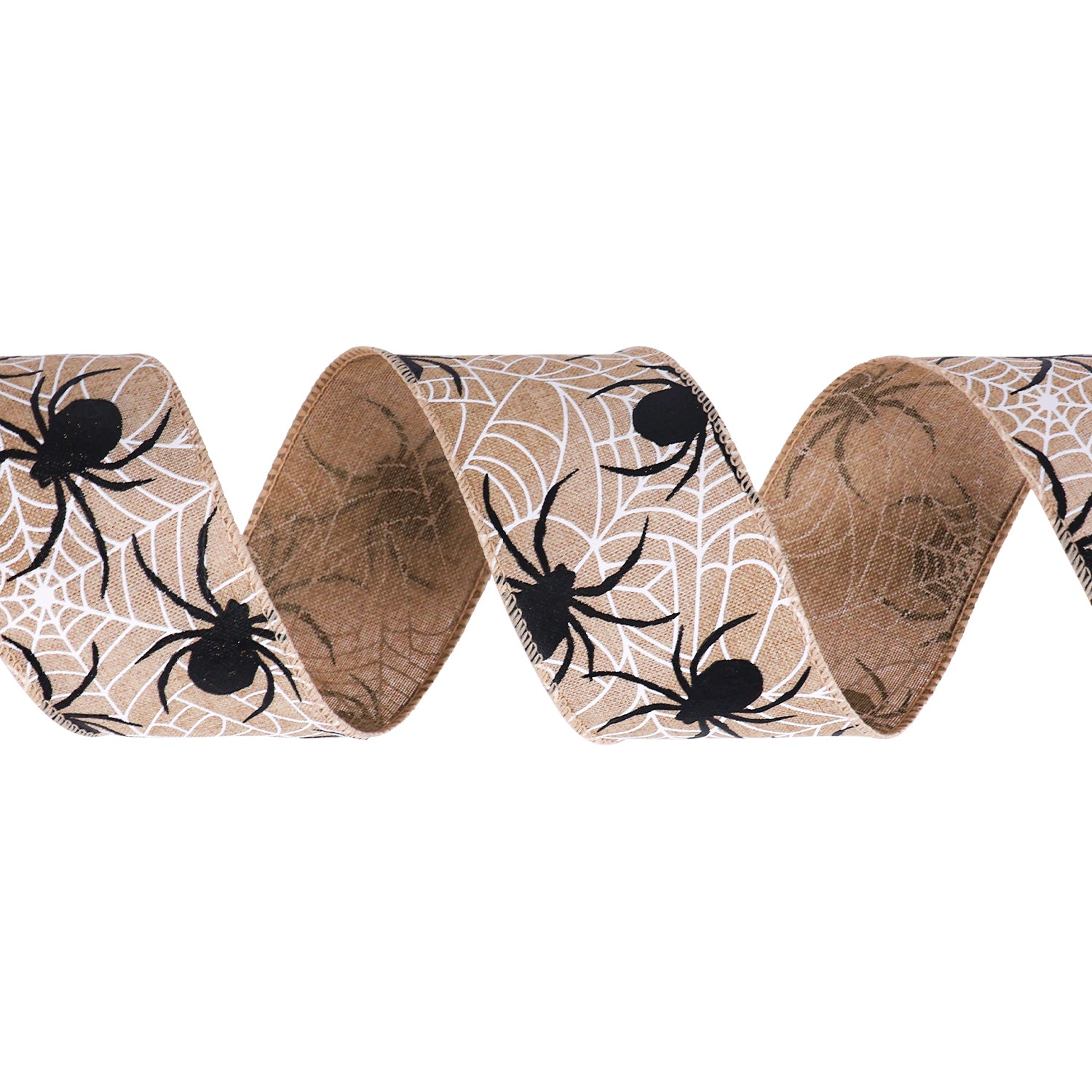 Wired Ribbon: Halloween Spider Web - 63mm per metre | Buy Online from The Home Crafters
