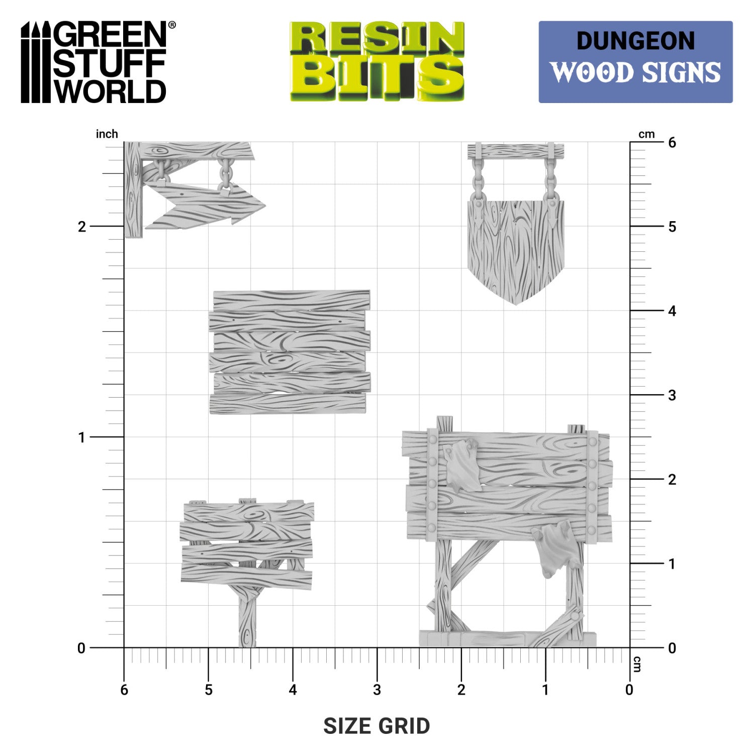 Resin Bits: Dungeons & Fantasy - 1:48-1:35 Wood Signs - 16pc | Buy Online from The Home Crafters
