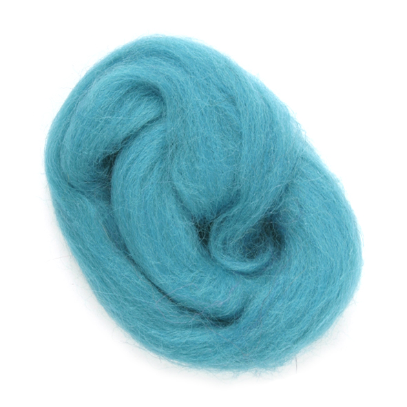 Natural Wool Roving: 10g: Turquoise