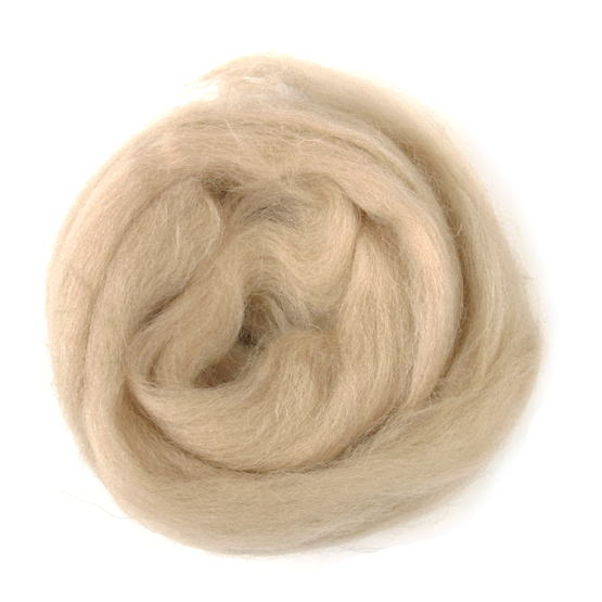 Natural Wool Roving: 10g: Cream Beige