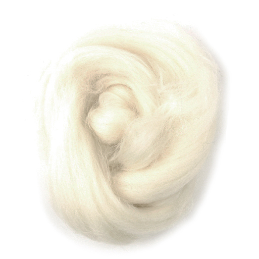 Natural Wool Roving: 10g: White