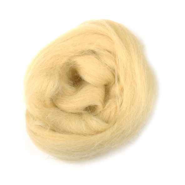 Natural Wool Roving: 10g: Cream