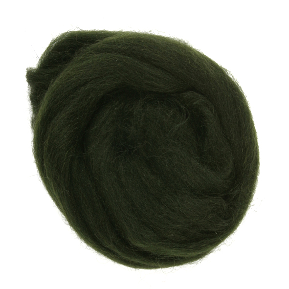 Natural Wool Roving: 10g: Dark Green