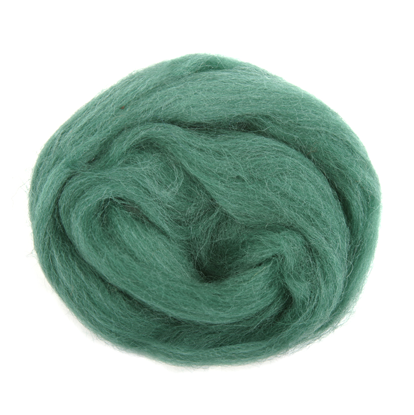 Natural Wool Roving: 50g: Grass Green
