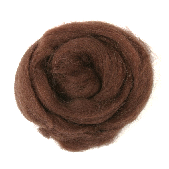 Natural Wool Roving: 10g: Chocolate