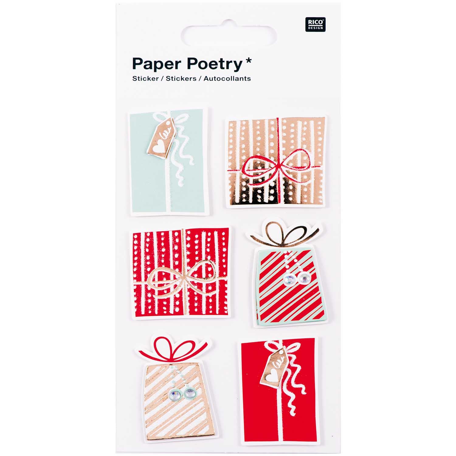 Paper Poetry 3D Topper Stickers - Red & Gold Presents