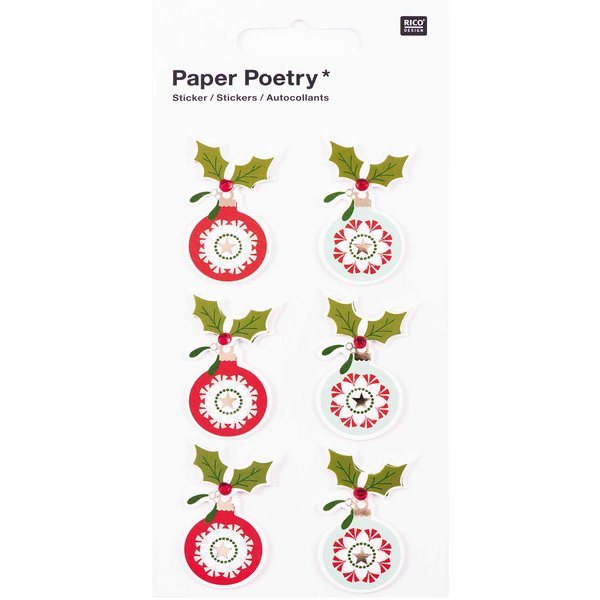 Paper Poetry 3D Topper Stickers - Holly Baubles
