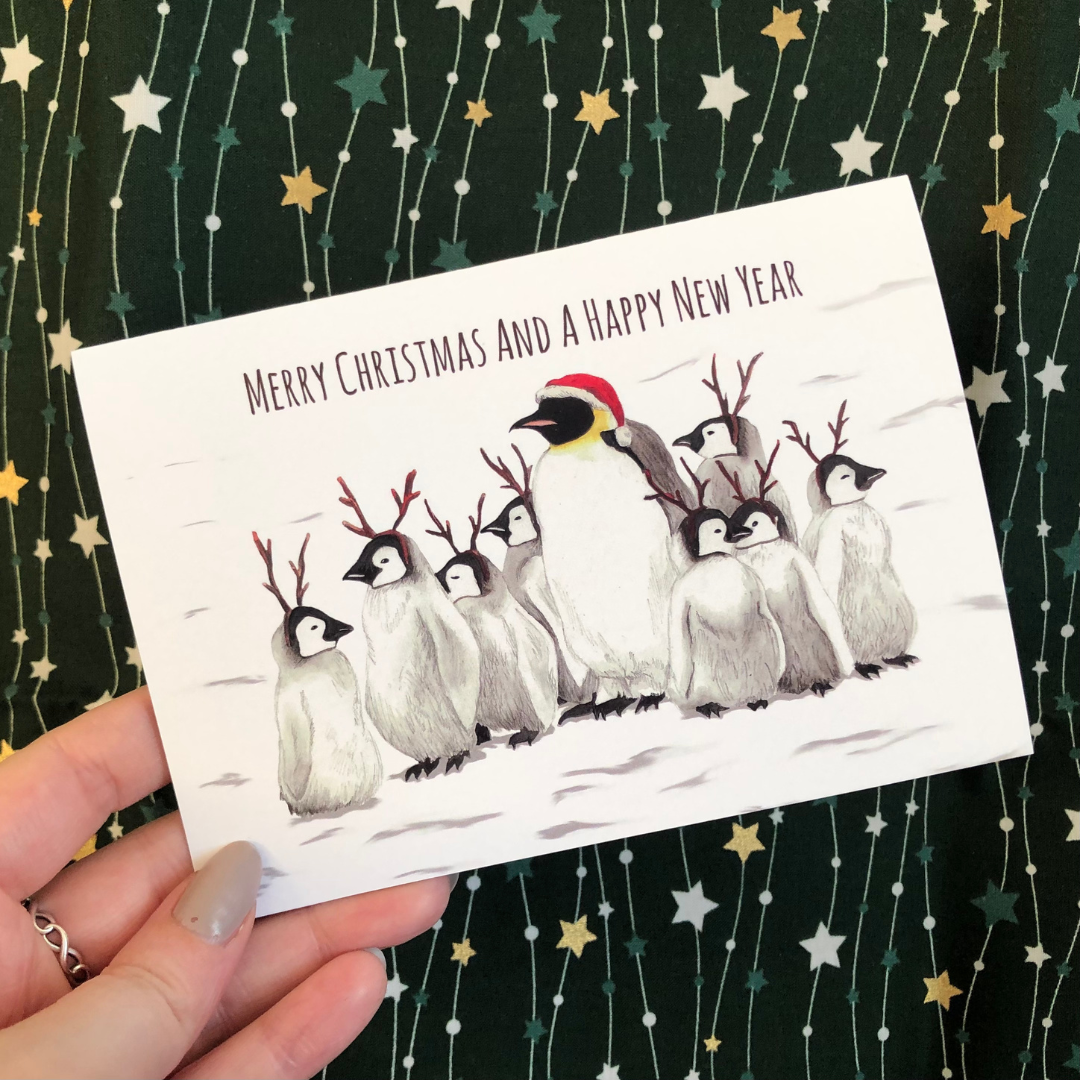 Handmade Christmas Card - Santa & Reindeer