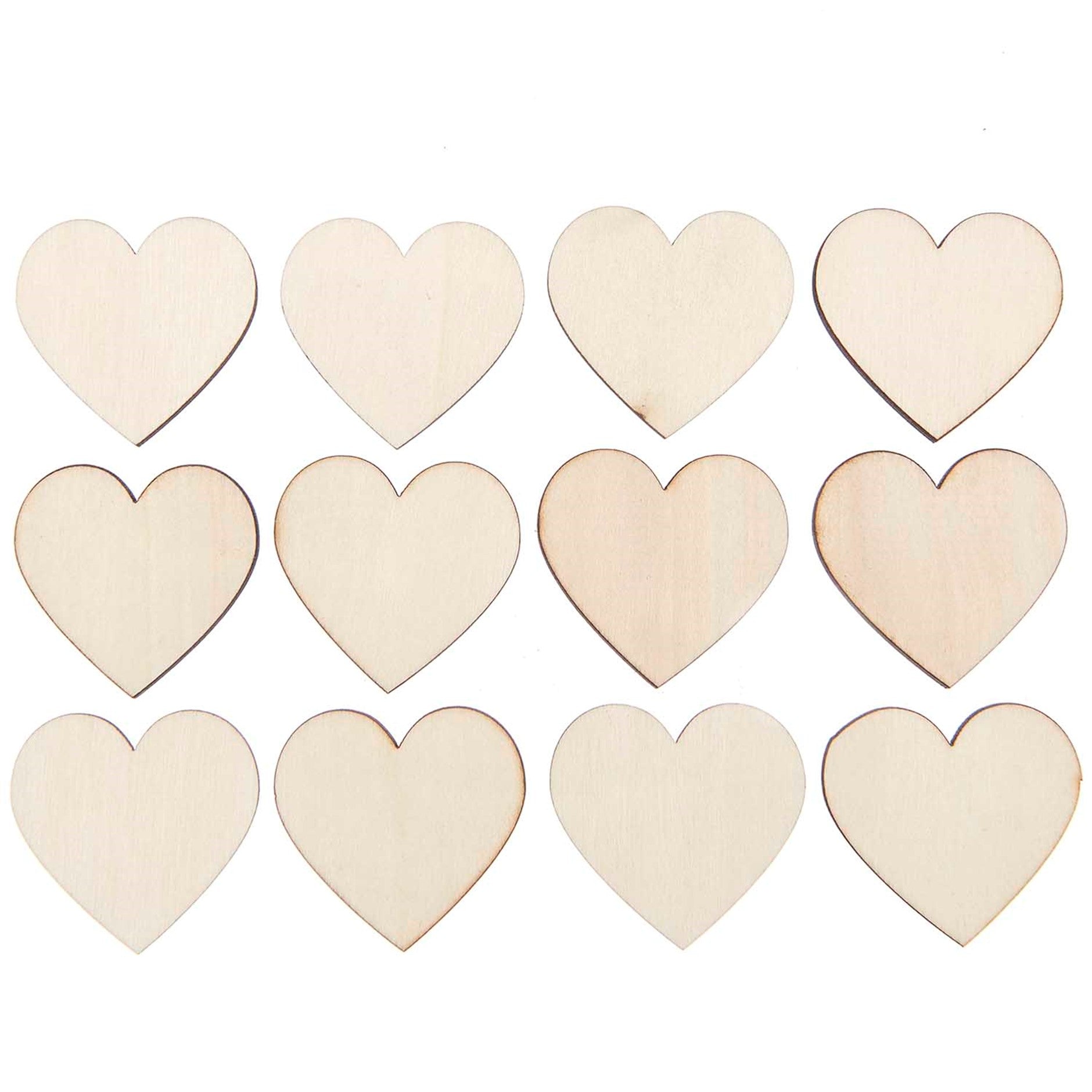 Wooden Hearts Large - 12pc