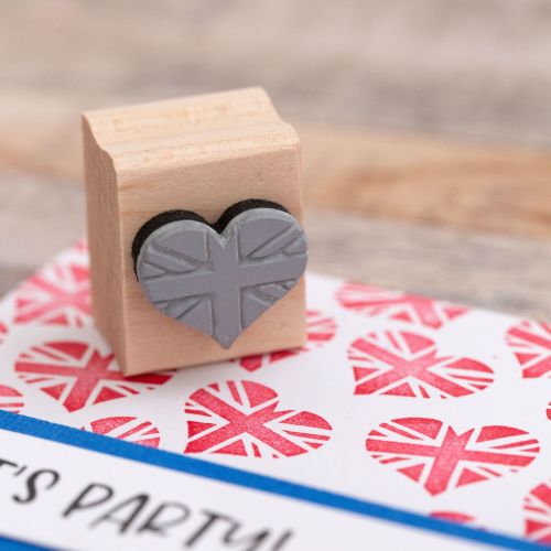 Skull & Cross Buns Mini Artisan Rubber Stamp - Mini Union Jack Heart