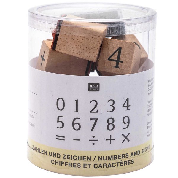 Paper Poetry Wooden Stamp Tub with Ink Pad - Numbers 15pc