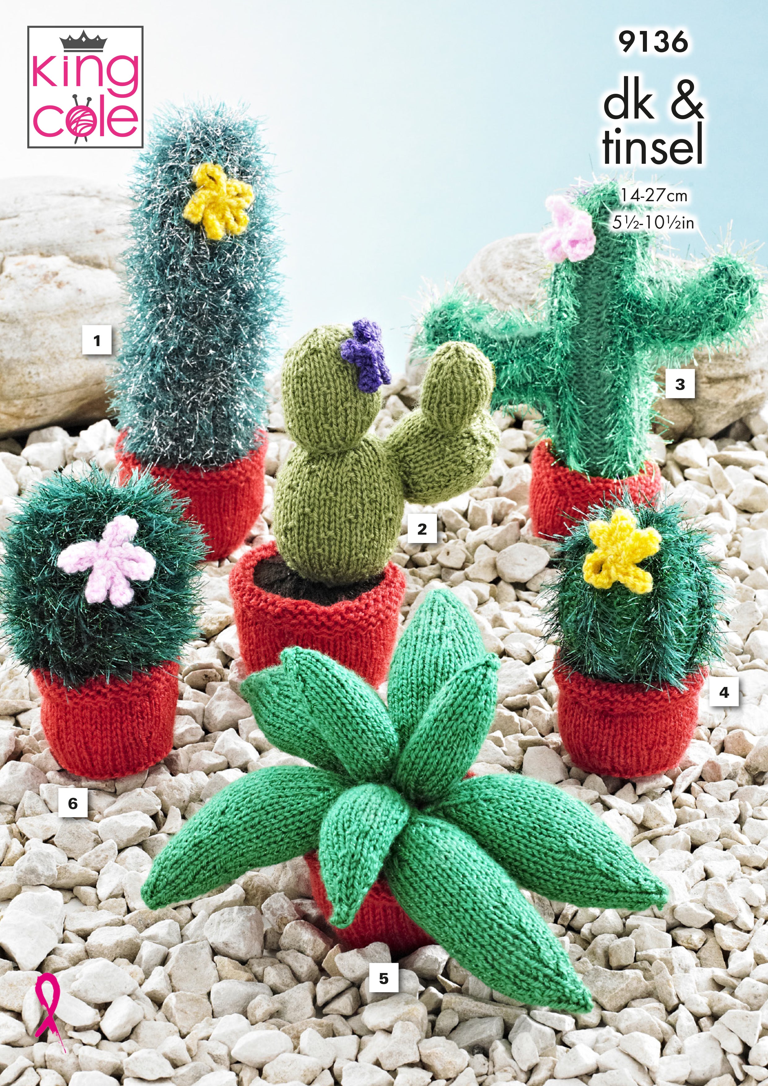 King Cole Novelty Cactus Knitting Pattern 9136 - Tinsel Chunky