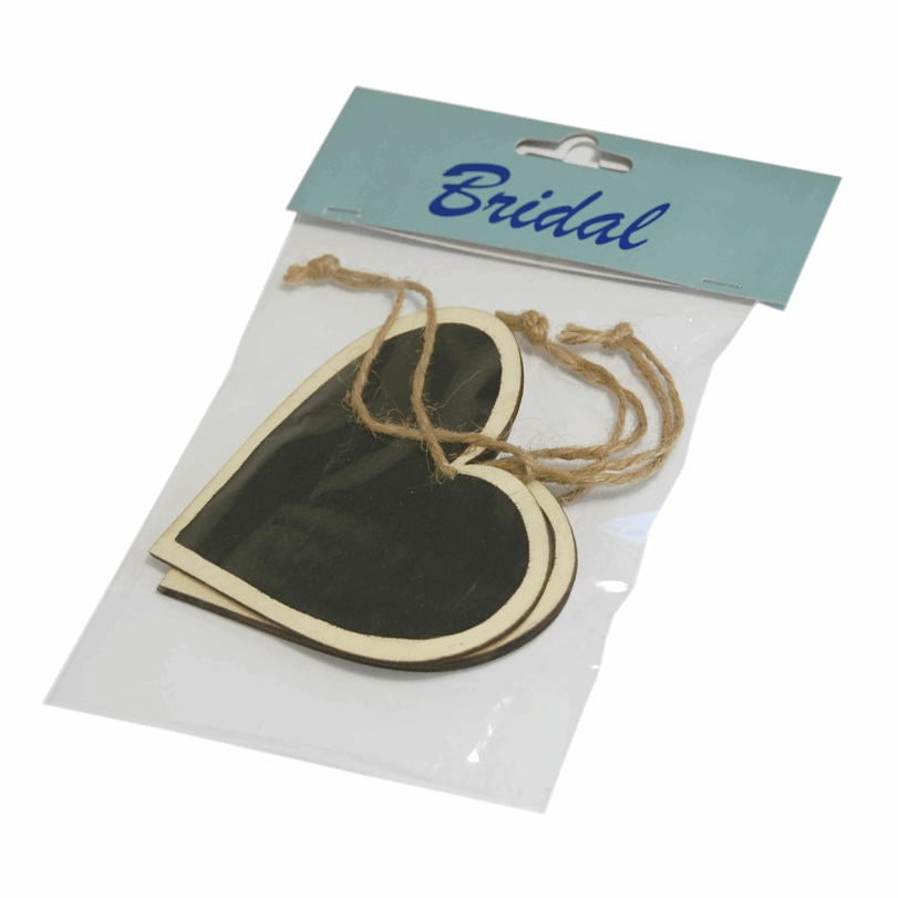 Large Wooden Heart Blackboard Tag - 3pk