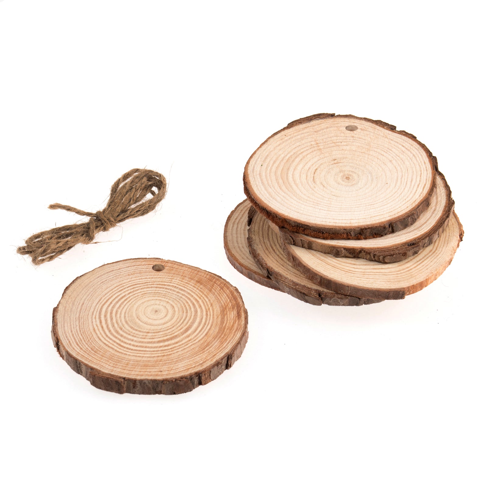 5cm Round Hanging Wooden Slices: 6pc