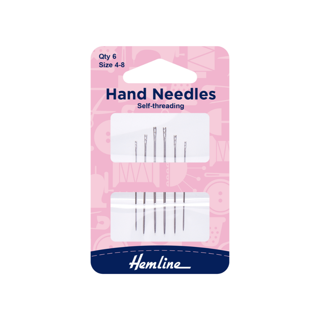 Hemline Hand Sewing Self Threading Needles: Size 4-8