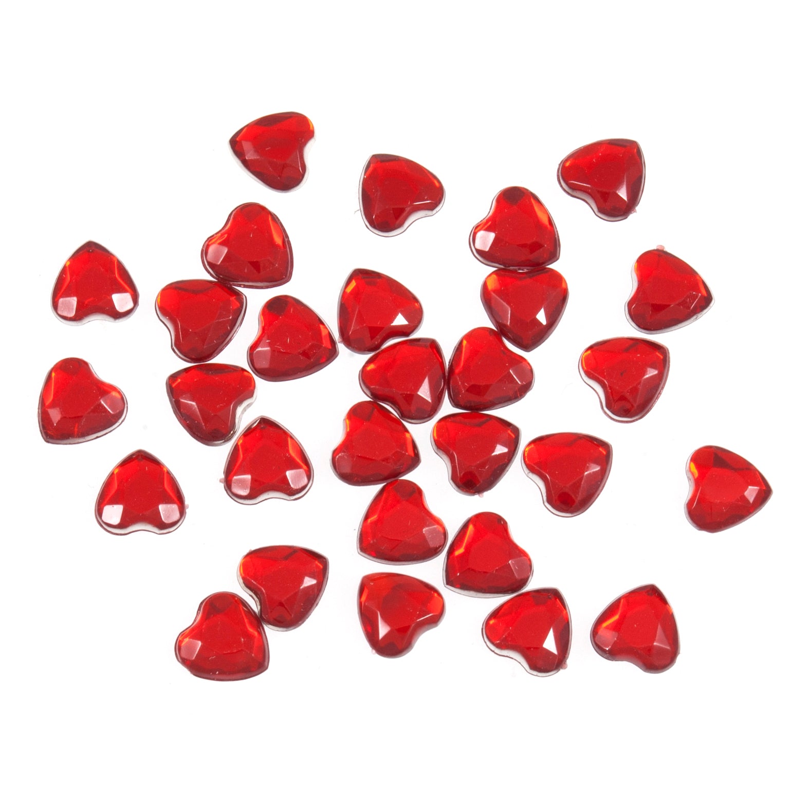 Craft Embellishments: Red Mirror Heart Gems - 100pk