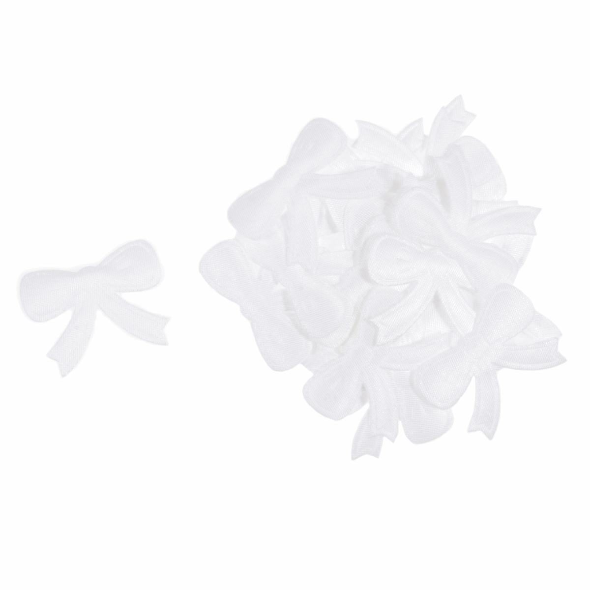 Craft Embellishments: Flat Satin Bows: White - Pack of 70