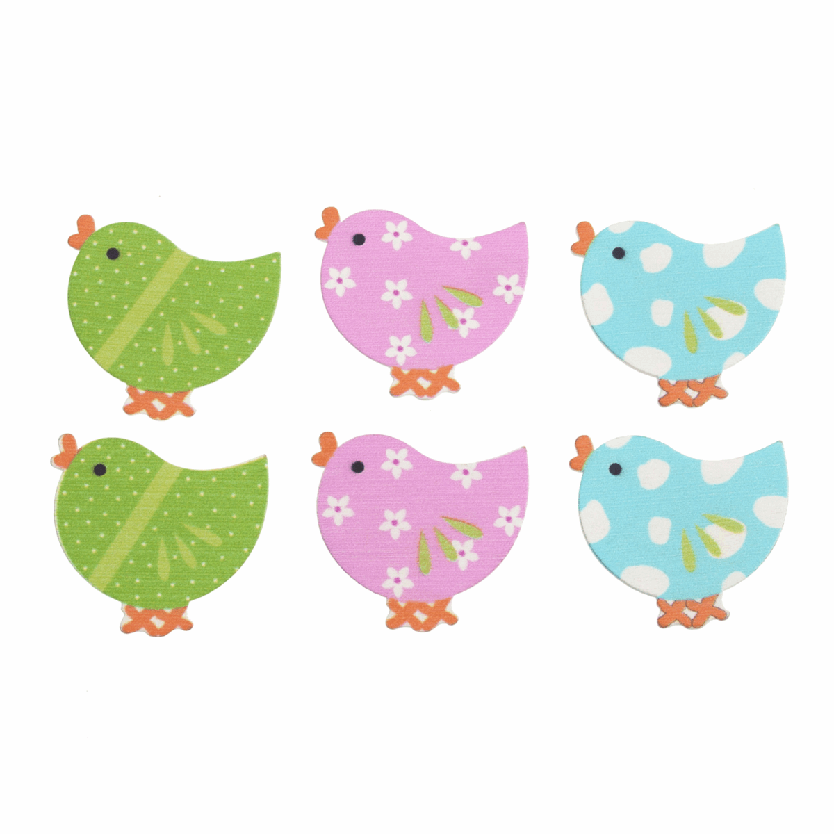 Crafts Embellishments: Floral Wooden Chicks - 6pk