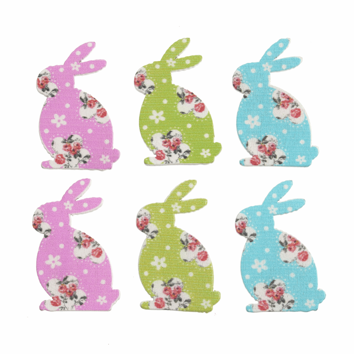 Crafts Embellishments: Floral Standing Rabbit: Pack of 6