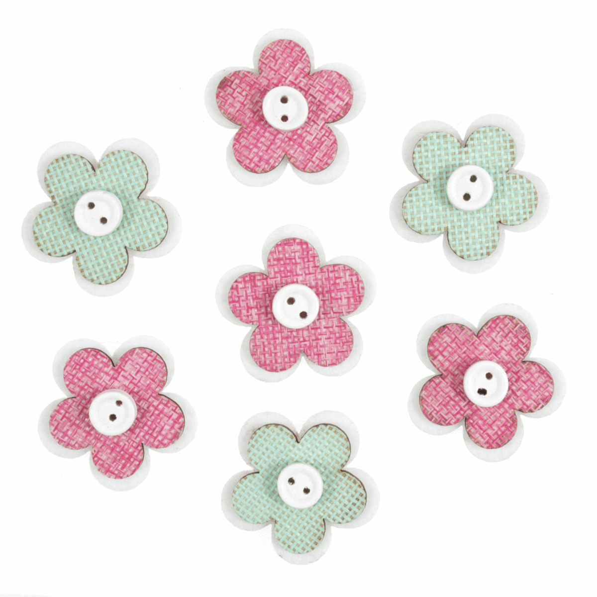 Craft Embellishments: Hessian, Wood & Felt Flowers - 7pk