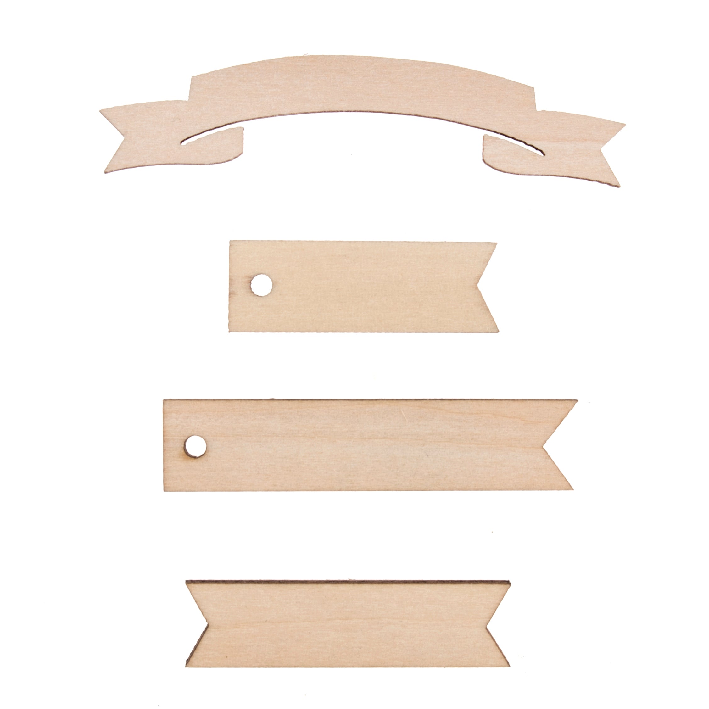 Craft Embellishments: Wooden Banners - 16pc