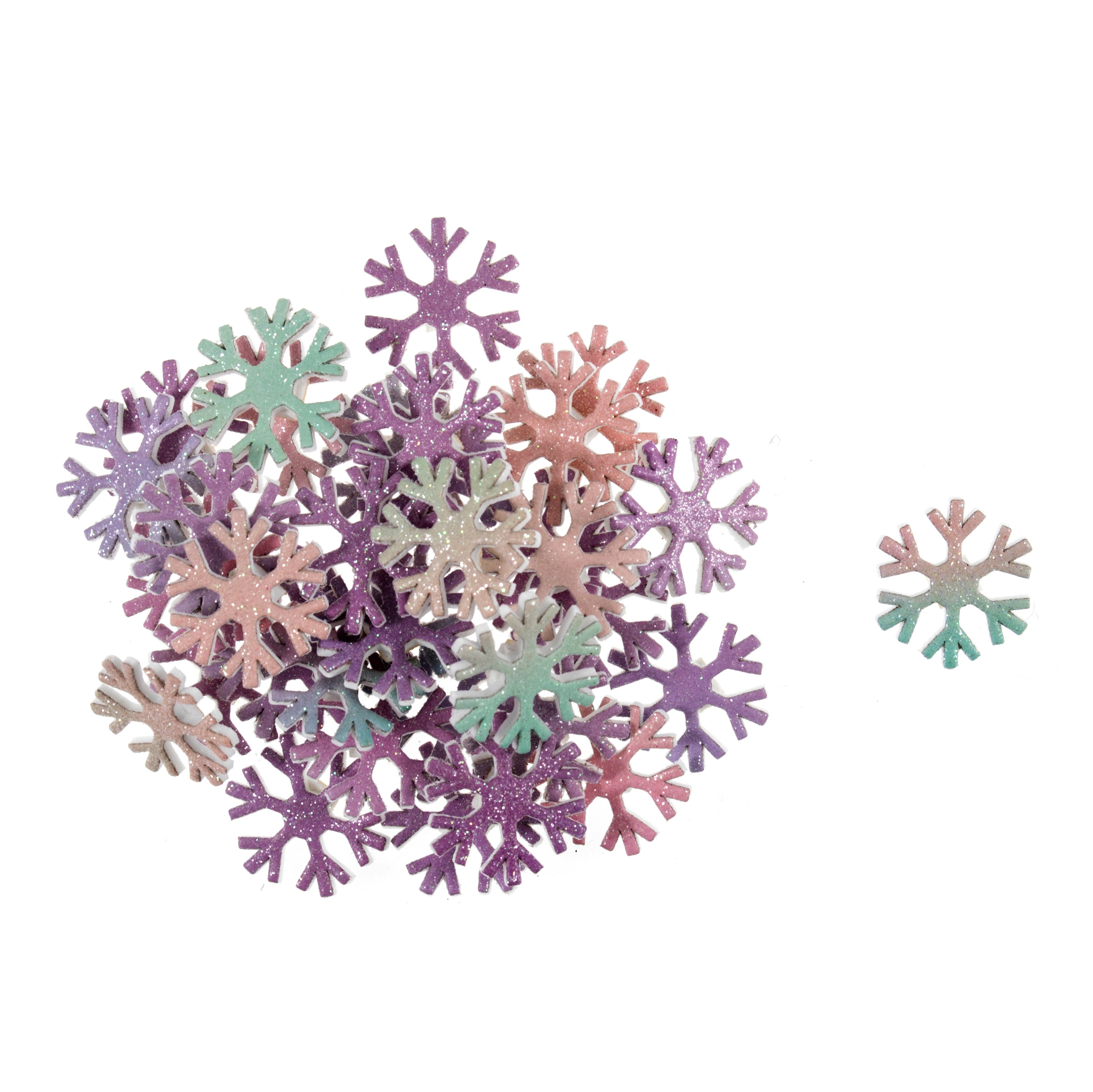Christmas Craft Embellishments: Glitter Snowflakes: Pearlescent - 35pk