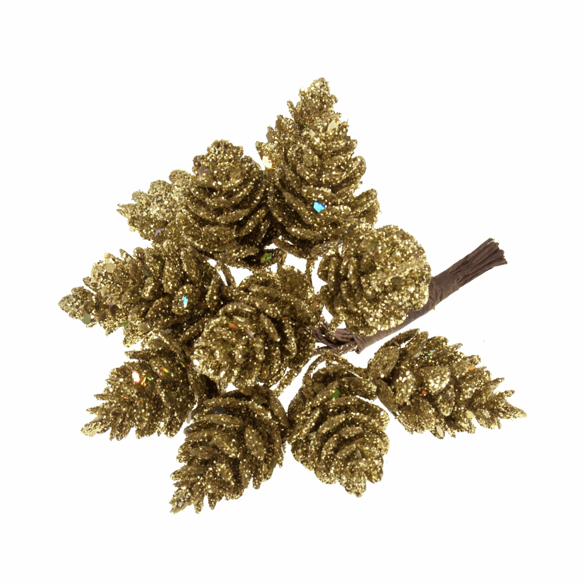 Glitter Pinecones on Wire: 12 Stems