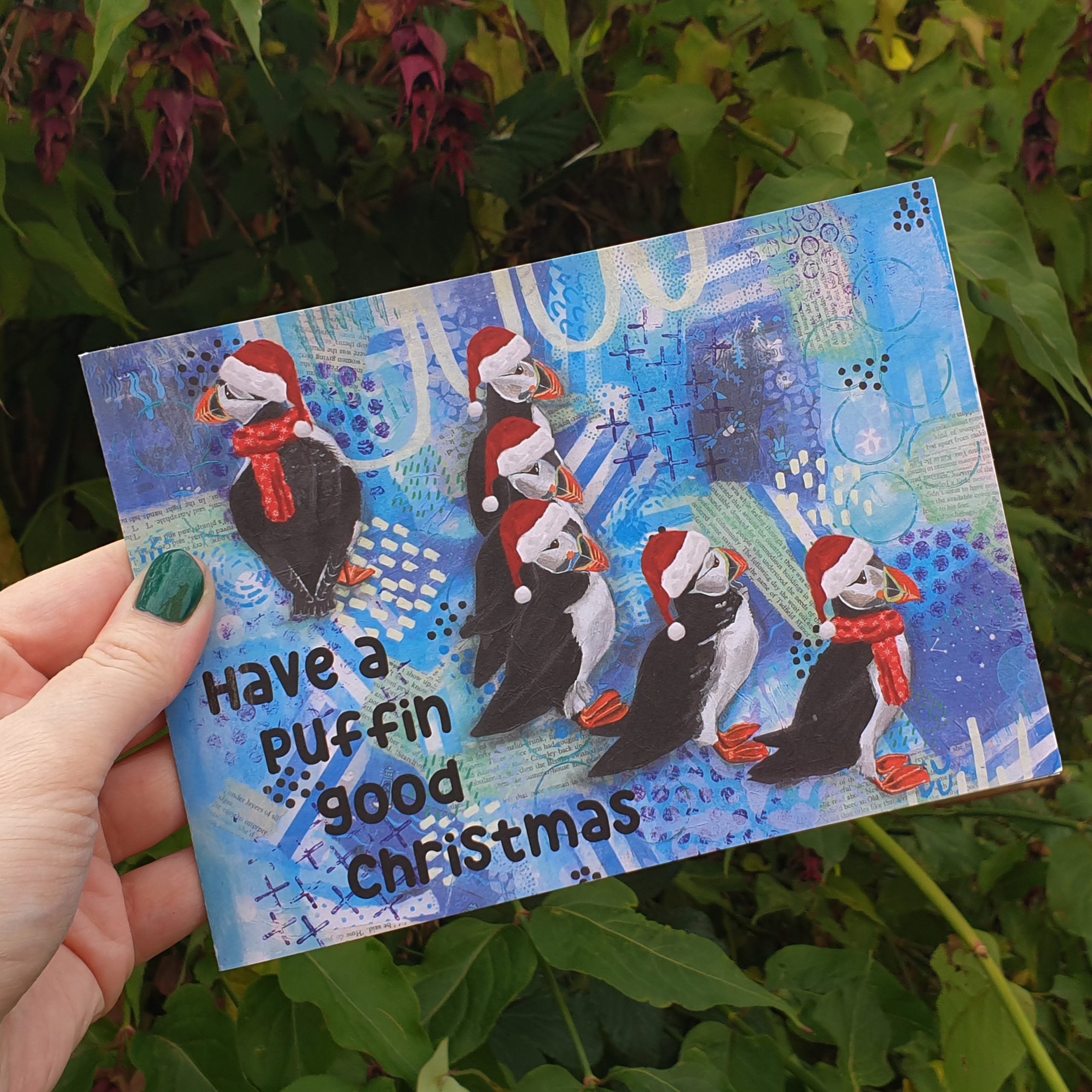 Themshed Creative Greetings Card - Anne-Marie the Christmas Puffin