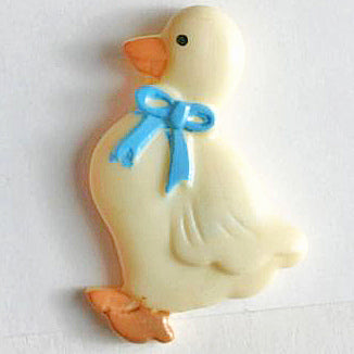 Button: Beige Duck with Bow - 25mm