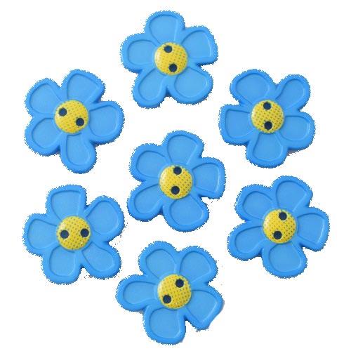 20mm Button - 2 Hole Flower - Blue