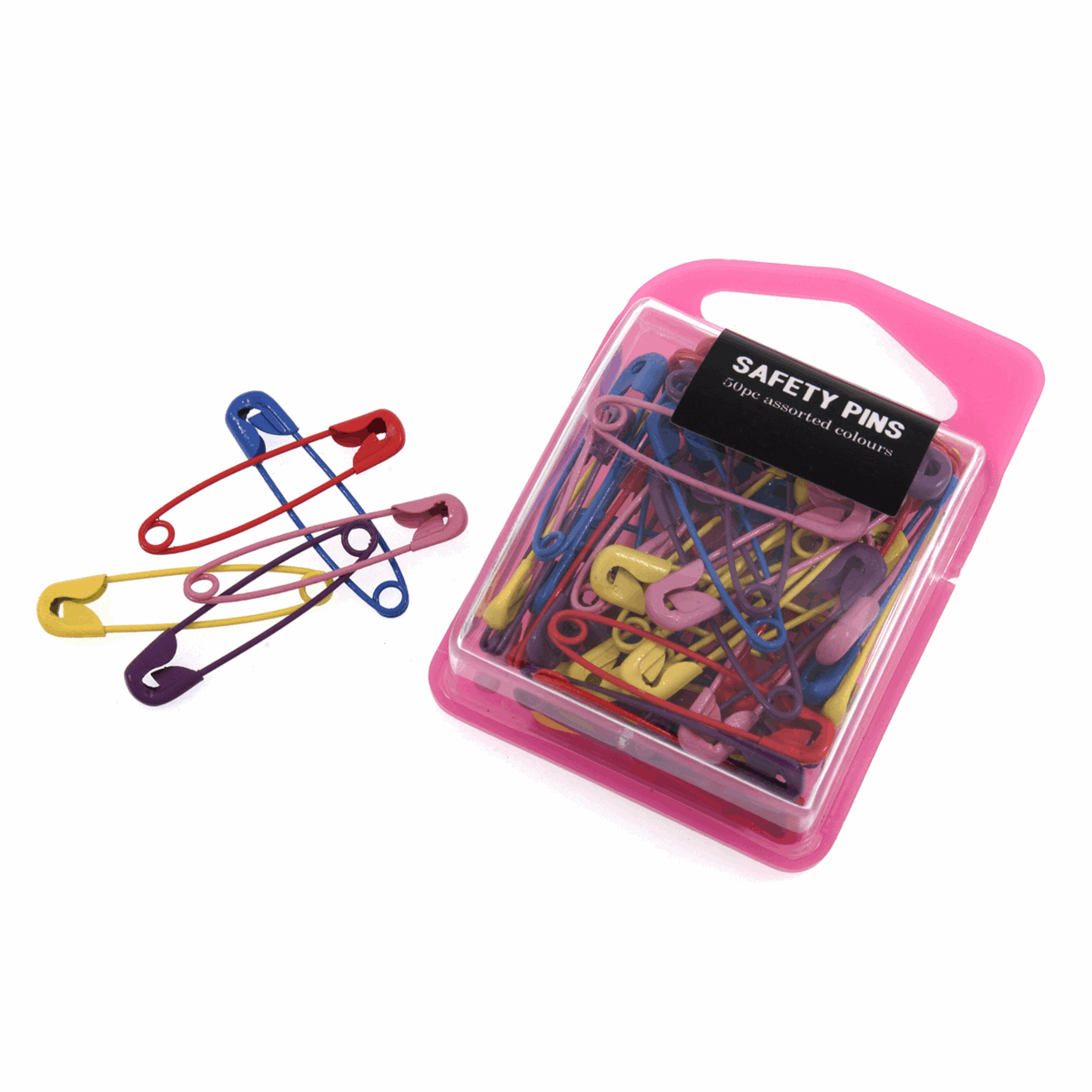 Coloured Safety Pins - 50pk