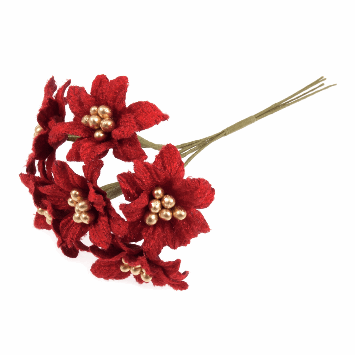 Small Red Velvet Poinsettia - 6 Stems