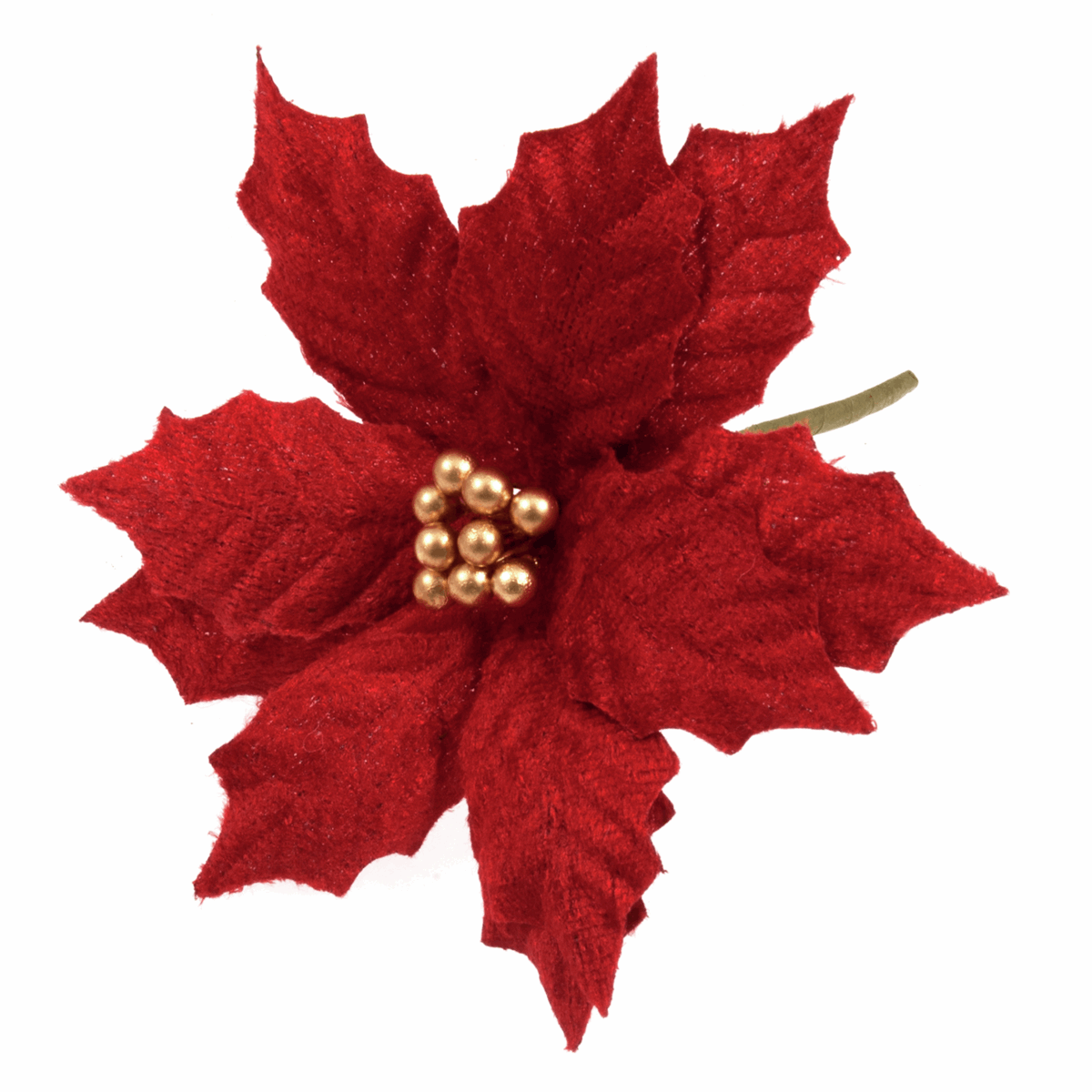 Medium Red Velvet Wired Poinsettia - 120mm