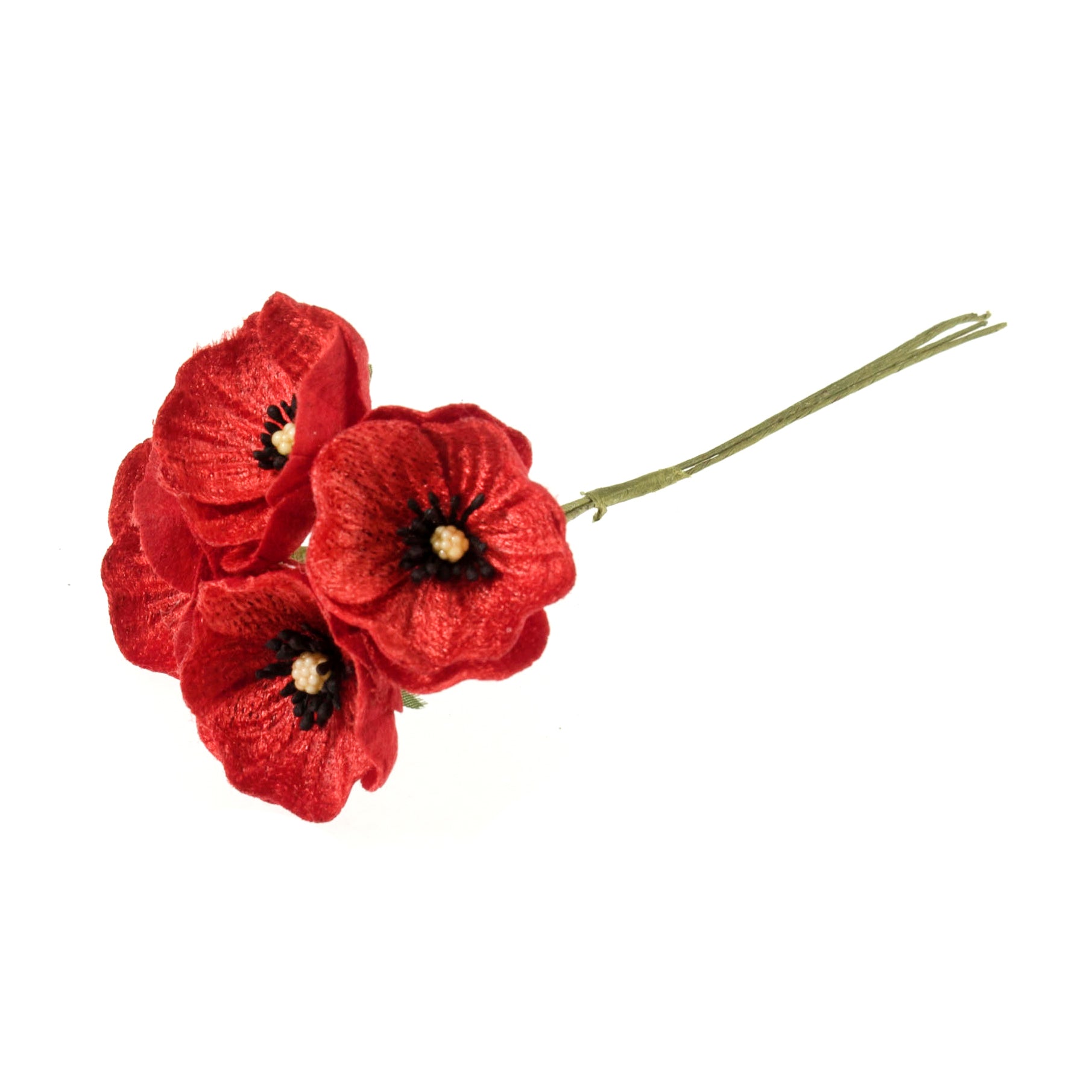 Small Red Velvet Poppies - 4 Stems