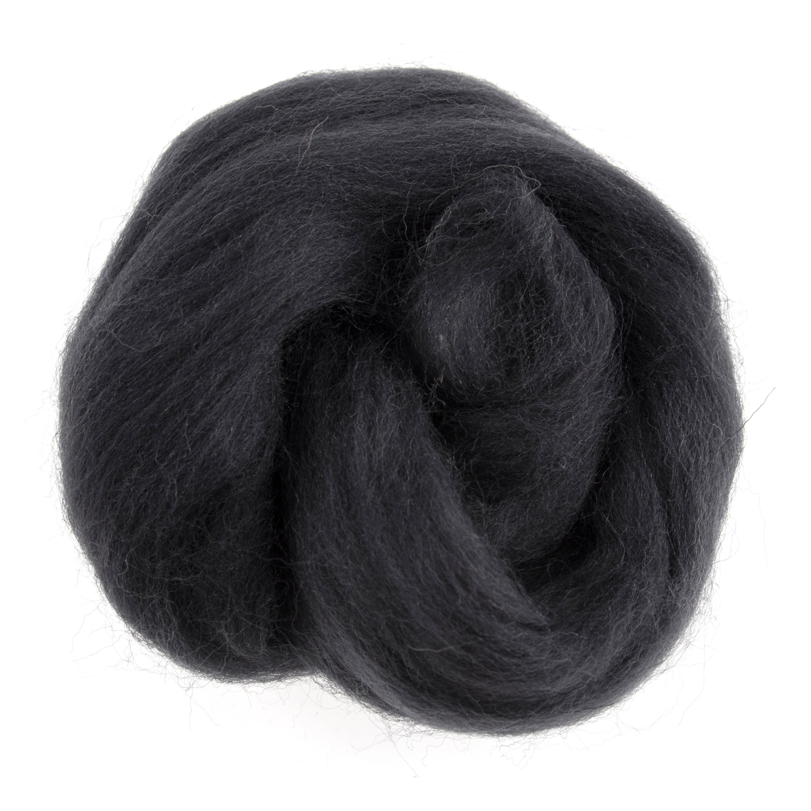 Natural Wool Roving: 10g: Graphite