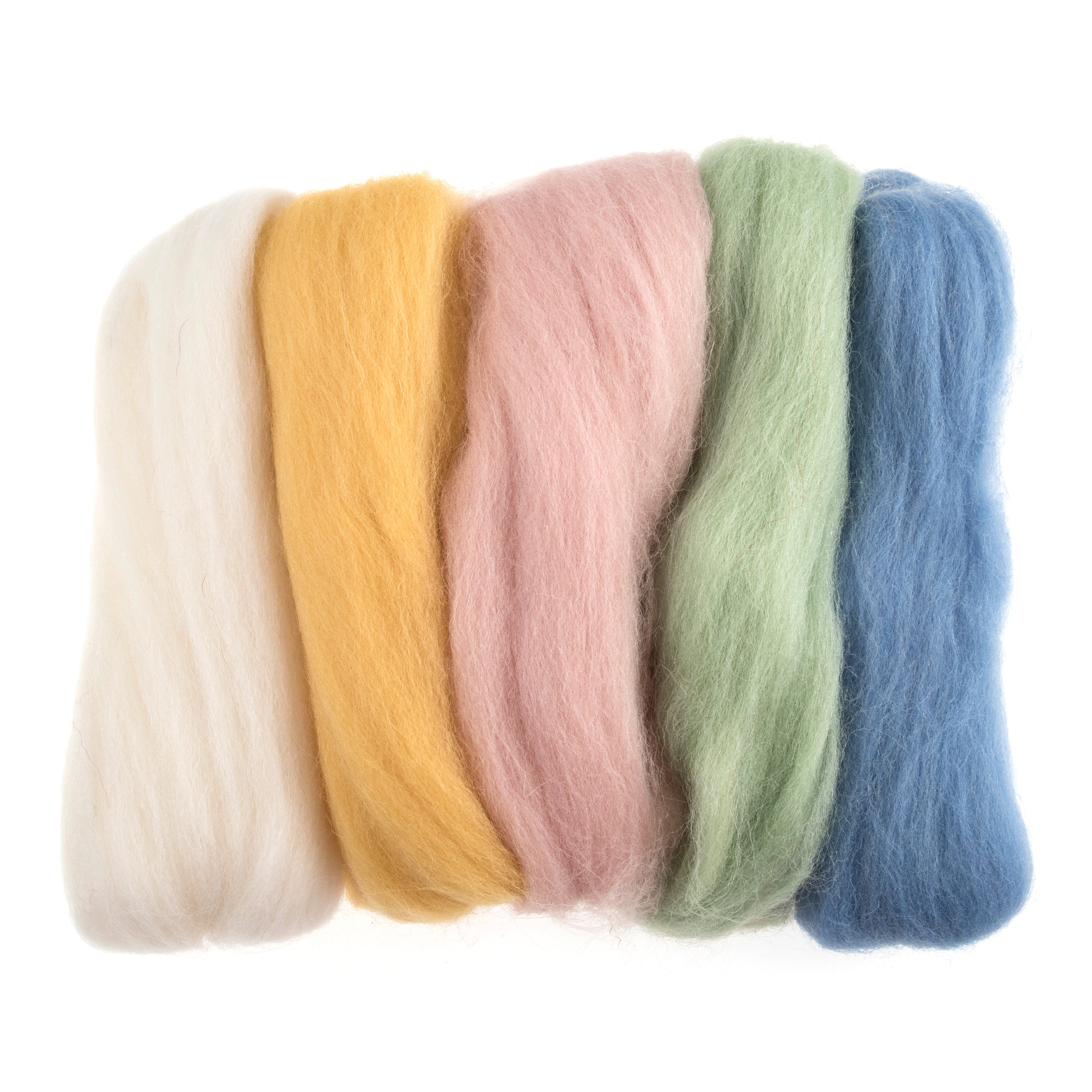 Natural Wool Roving: 50g: Assorted Pastels
