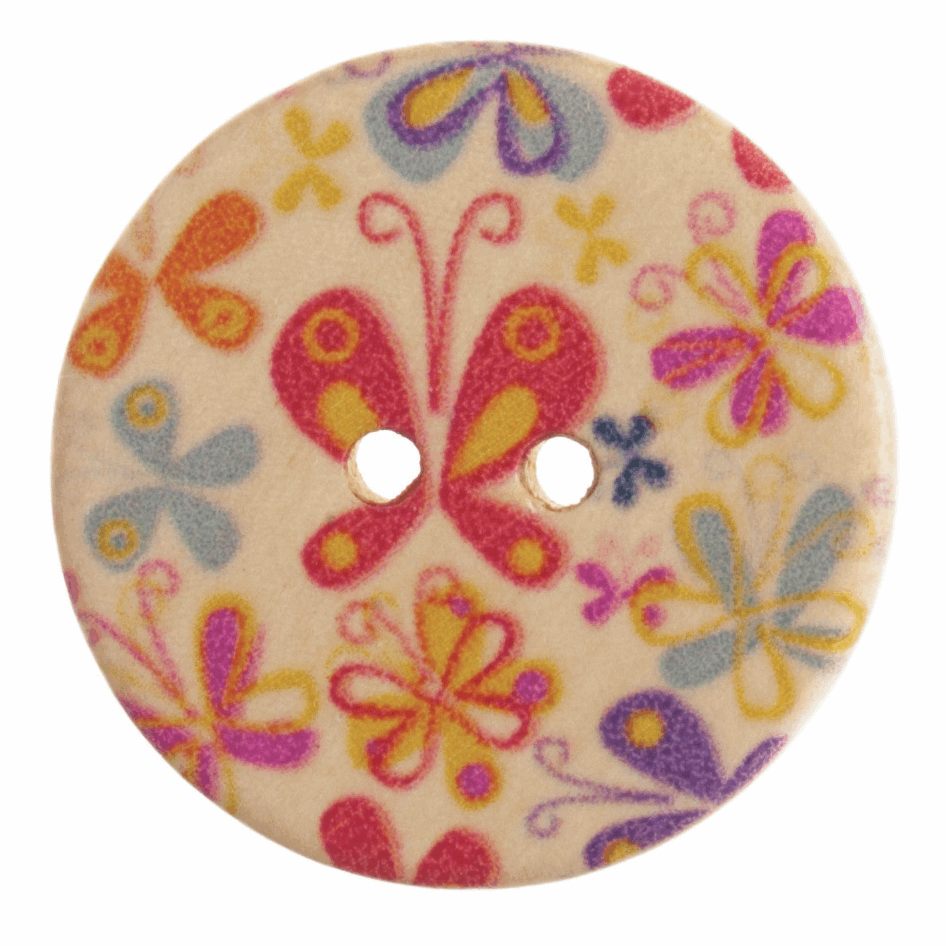 Patterned Buttons: Multi Butterfly: Two Hole: 30mm
