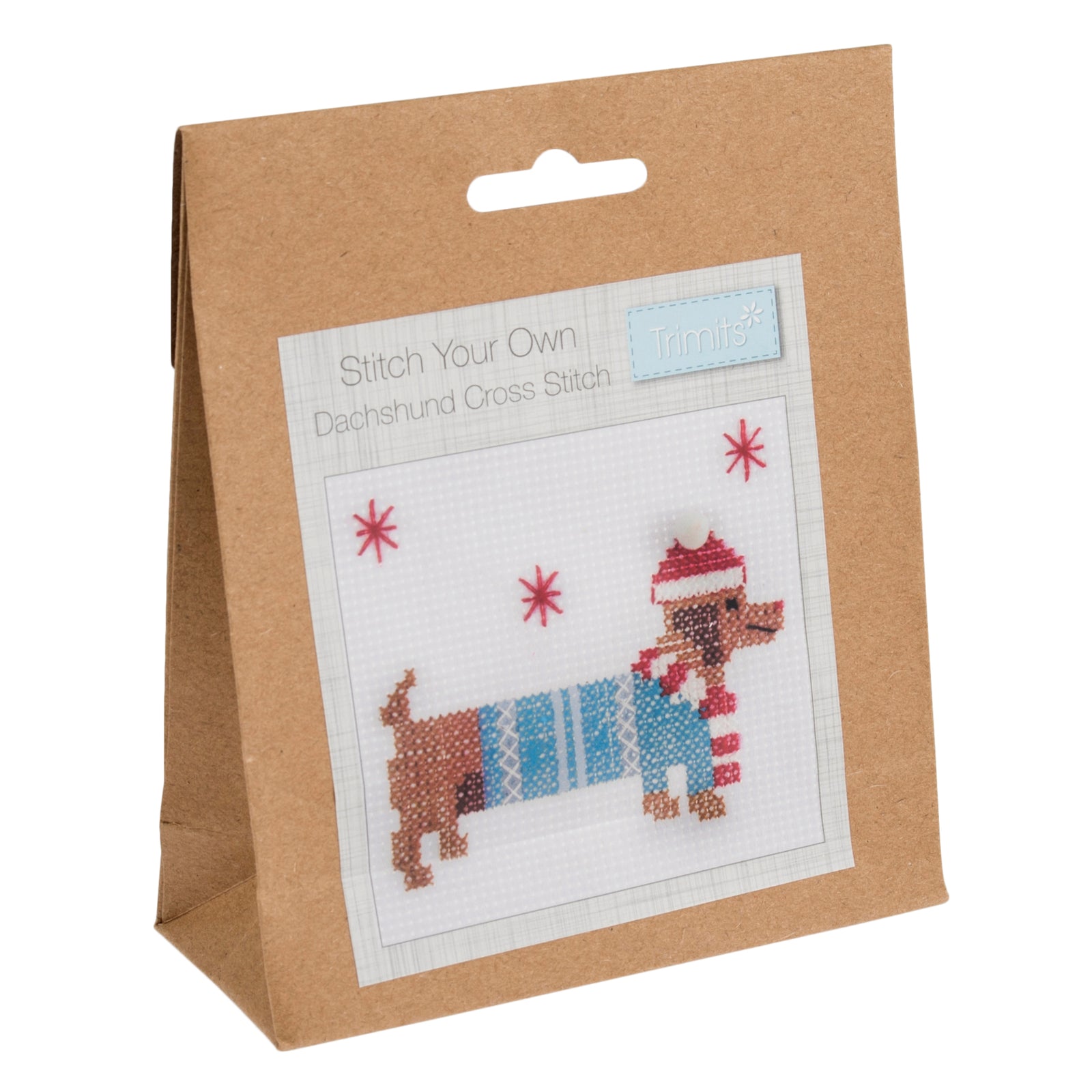 Trimits Mini Festive Counted Cross Stitch Kit: Dachshund