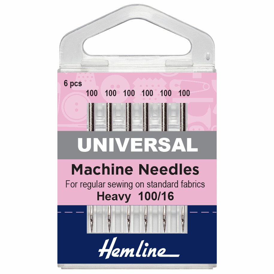 Hemline Universal Sewing Machine Needles: Heavy 100/16 - 6pc