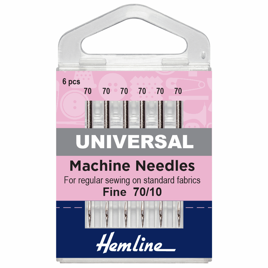 Hemline Universal Sewing Machine Needles: Fine 70/10 - 6pk