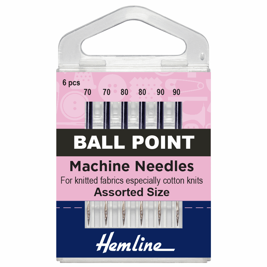 Hemline Ball Point Sewing Machine Needles - 6pc