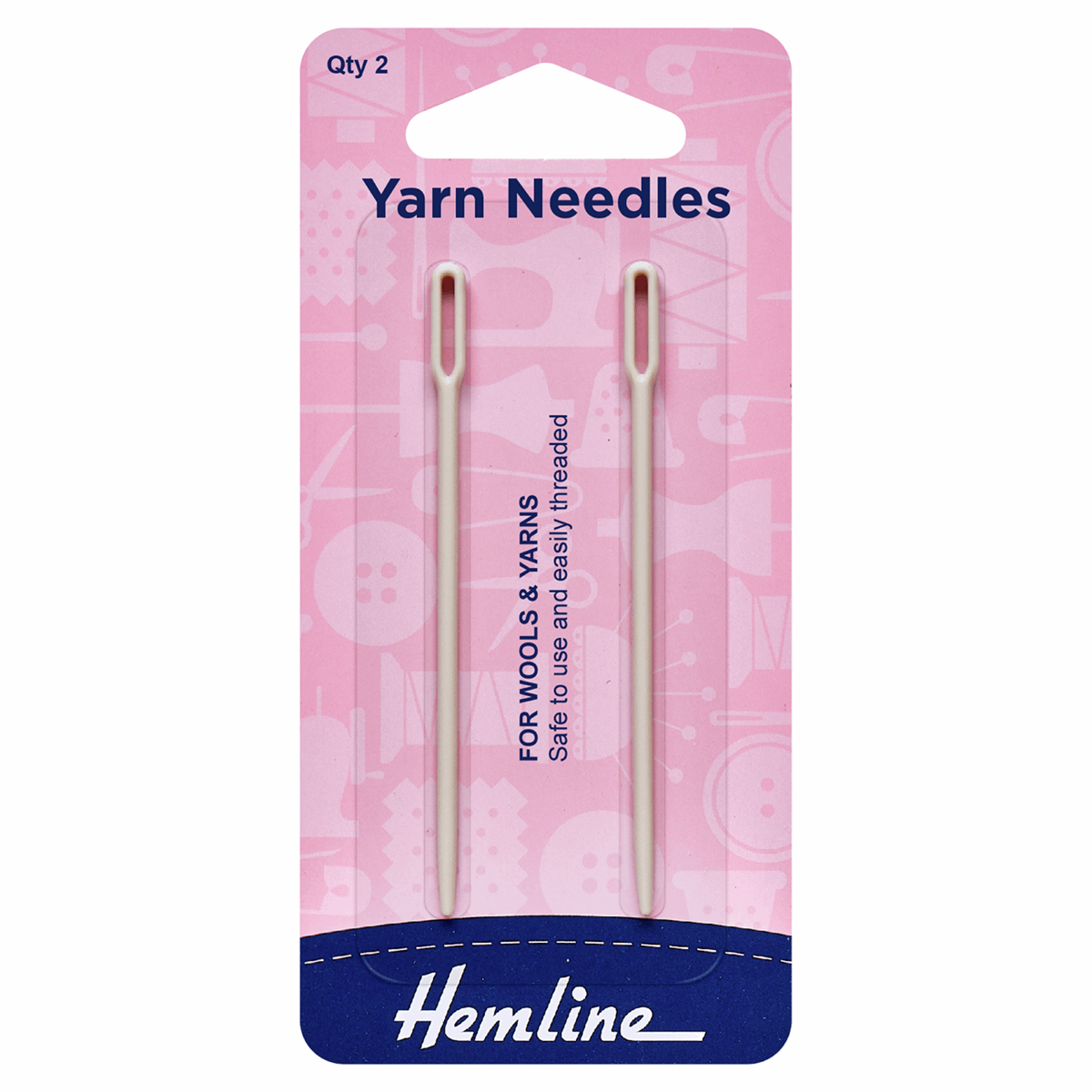 Hemline Hand Sewing Needles: Wool & Yarn: Plastic: 2pcs