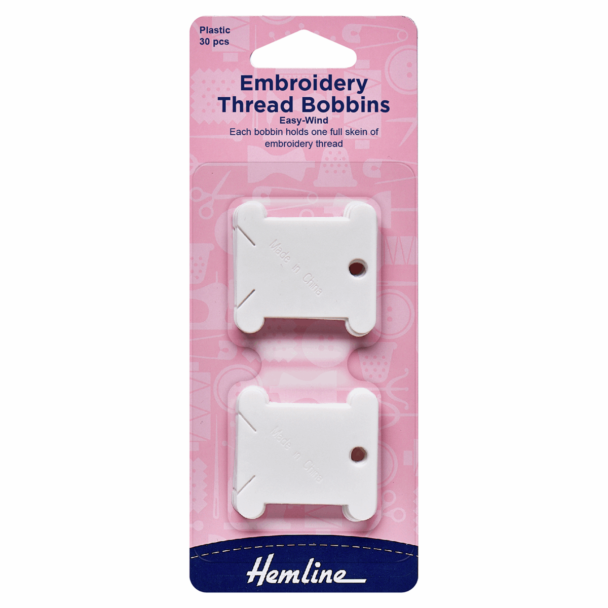 Hemline Plastic Embroidery Thread Bobbins - 30pk