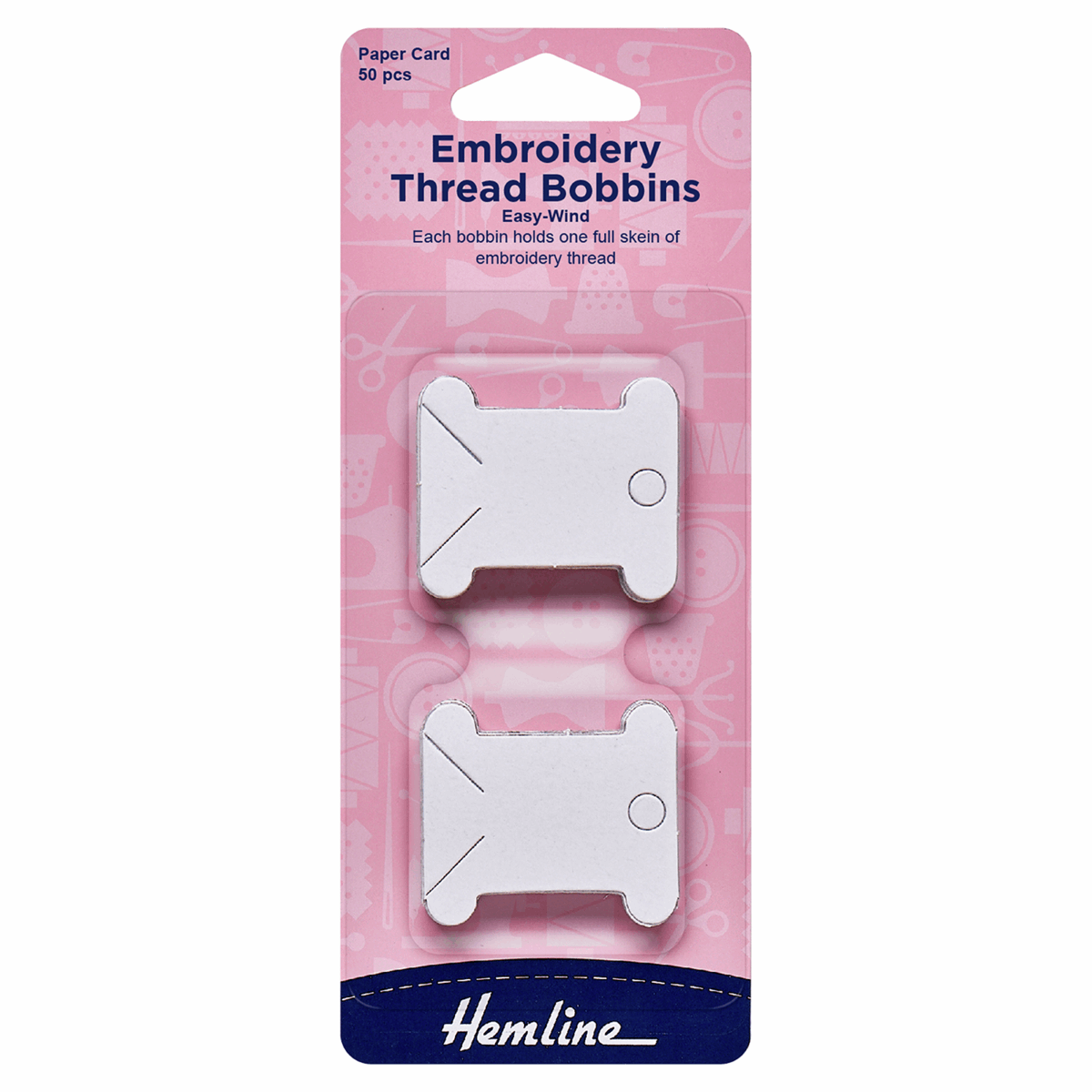 Hemline Embroidery Thread Bobbins: Paper: 50pk